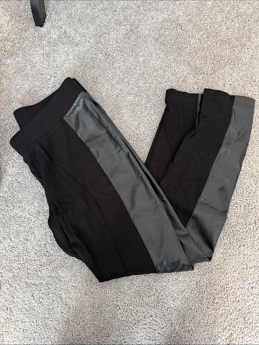 Cabi #3397 Black Faux Leather Panel Leggings